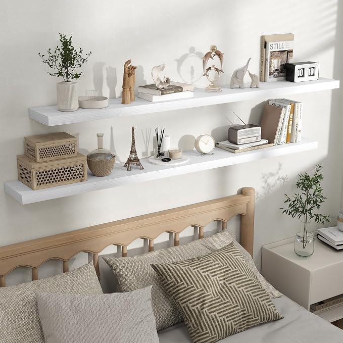 Fun Memories Rustic Floating Wall Shelves, Wall Mounted Wood Storage & Display - Image 5