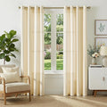 jinchan Linen Curtains for Living Room Yellow Vertical Striped on White by JINCHAN