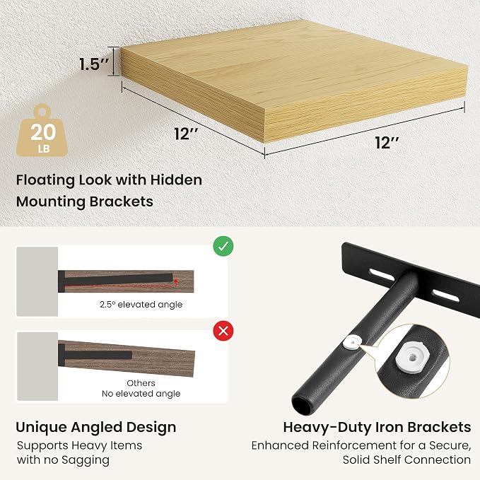 Fun Memories Rustic Wood Floating Shelves - Image 3