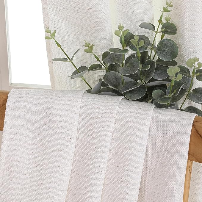 Chyhomenyc Bennet Curtains 54 Inch Length 2 Panels, Faux Linen Burlap Textured - Image 6