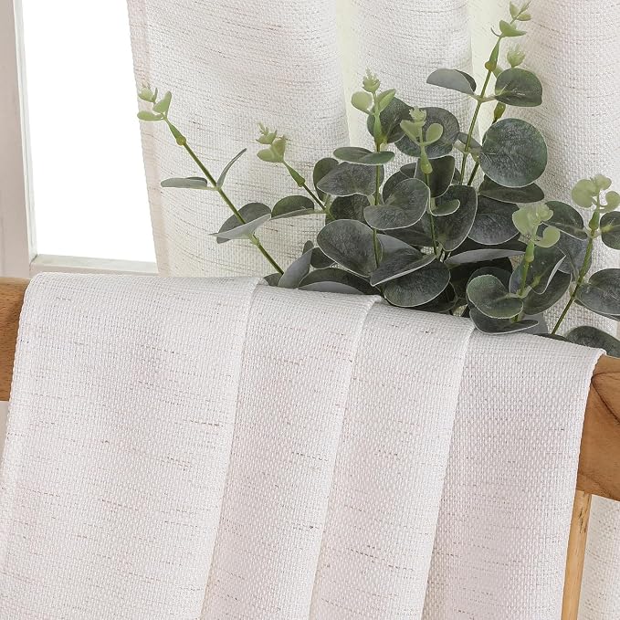Chyhomenyc Bennet Natural Linen Curtains 90 Inch Length 2 Panels Set, Faux - Image 7