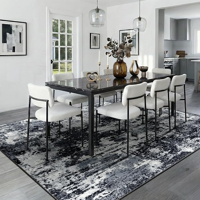 Washable Area Rugs 9'x12' Non-Slip Modern Abstract Soft - Image 9