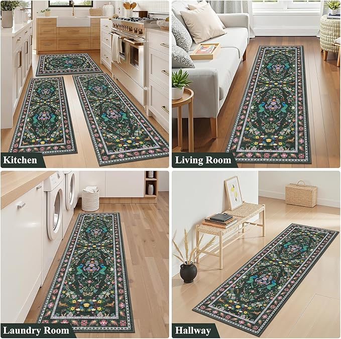 HEBE Washable Kitchen Rugs Sets of 3, Non Slip Absorbent Kitchen Rugs and Mats - Image 6