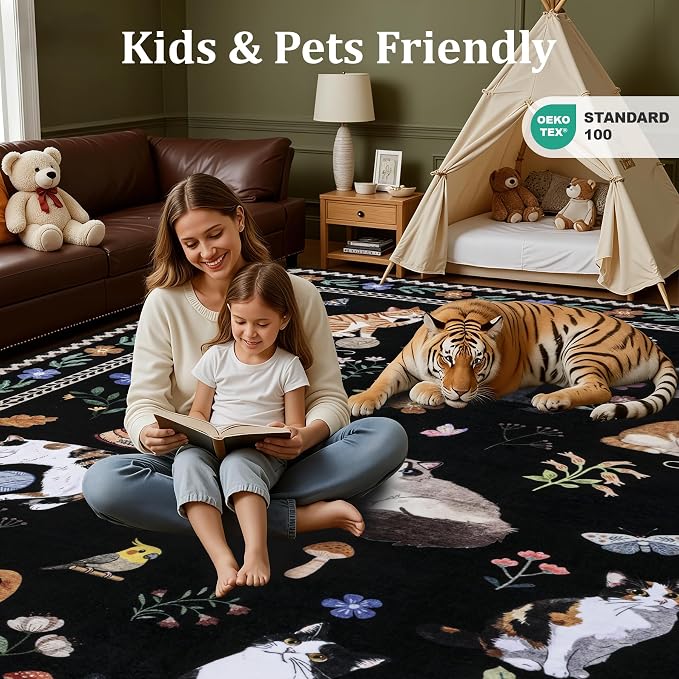 6x9 Area Rugs Living Room Rug: Vintage Washable Rug Floral Soft Carpet Indoor - Image 7