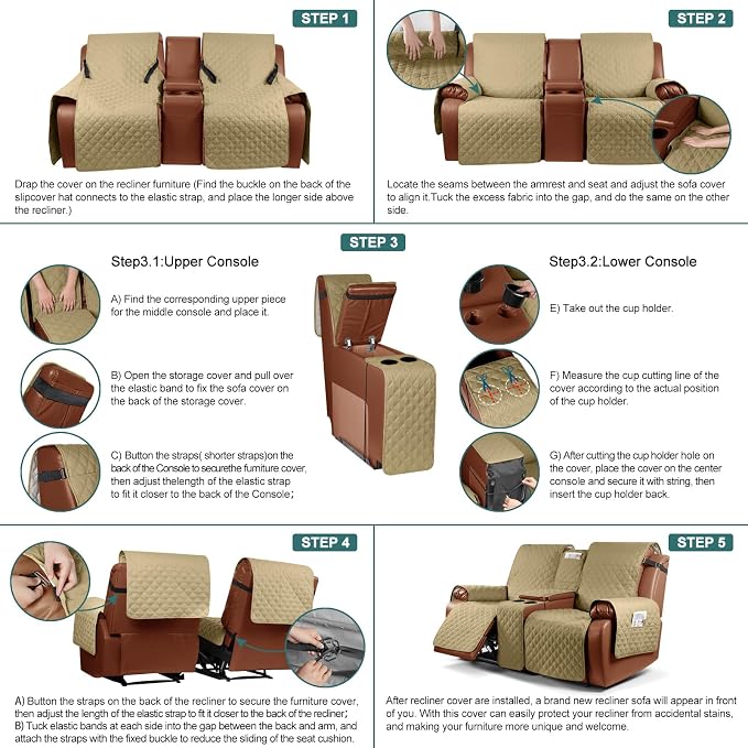 Ruaozz Waterproof Loveseat Recliner Cover - Image 7