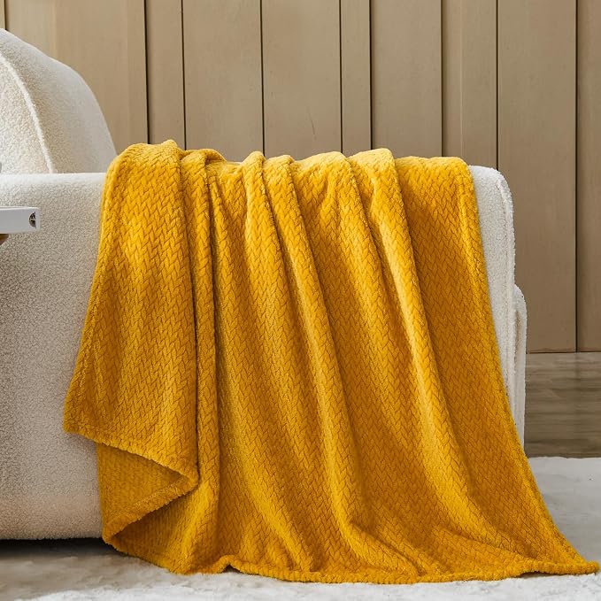 NEWCOSPLAY Super Soft Queen Blanket Mustard Yellow Premium Silky Flannel Fleece - Image 8