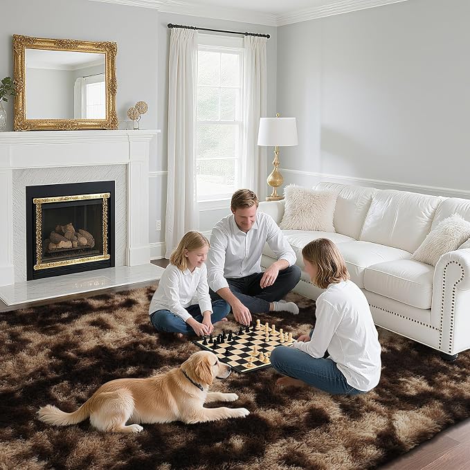yongyangjuxin Fluffy Rug Shaggy Area Rug, Mottling Brown 6x9 Area Rugs - Image 4