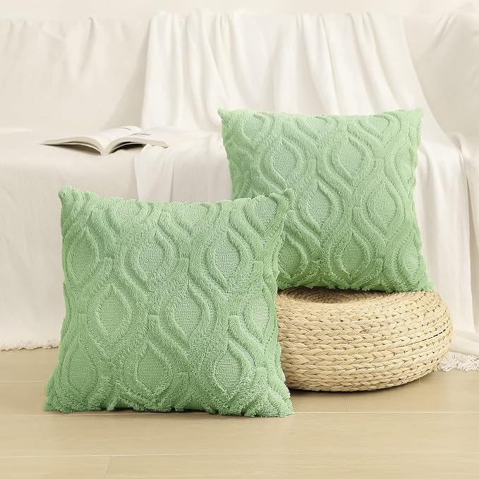 decorUhome Summer Throw Pillow Covers 24x24 Inch Set of 2, Soft Plush Faux Wool - Image 8