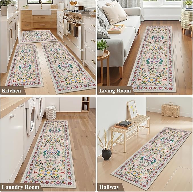HEBE Washable Kitchen Rugs Sets of 3, Non Slip Absorbent Kitchen Rugs and Mats - Image 6