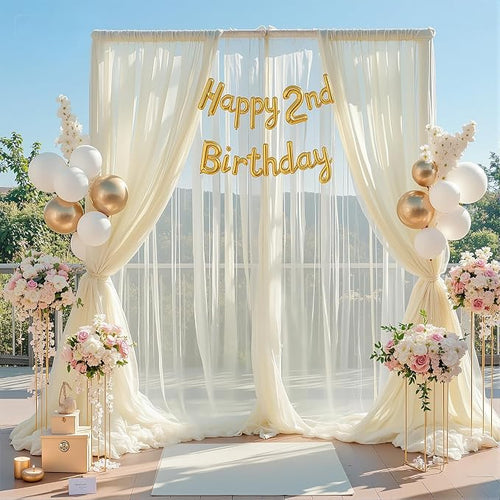 10ft x 12ft Champagne Tulle Backdrop Curtain by Suppromo
