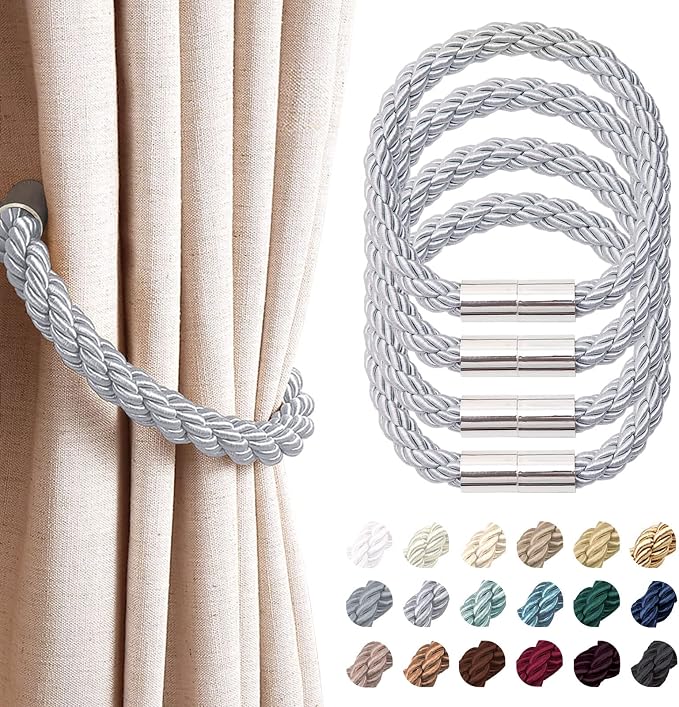 NICEEC 4 Pack Strong Magnetic Curtain Tiebacks Modern Simple Style Drape Tie by NICEEC