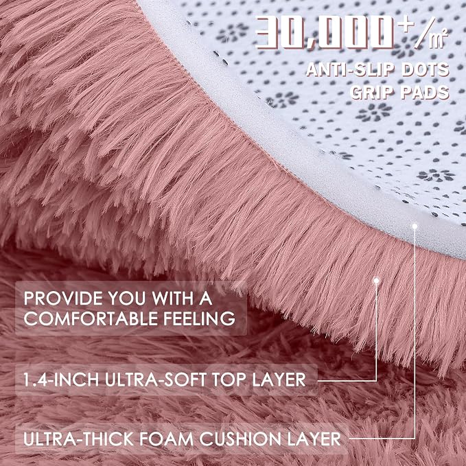 OLANLY 3x5 Machine Washable Small Bedside Rug, Soft Fluffy Shaggy Rugs - Image 8
