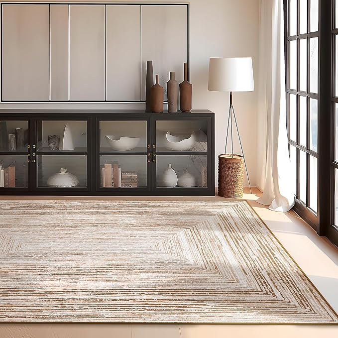 Phantoscope Washable Area Rug 5'x7' Non-Slip, Modern Neutral Boho Rugs - Image 6