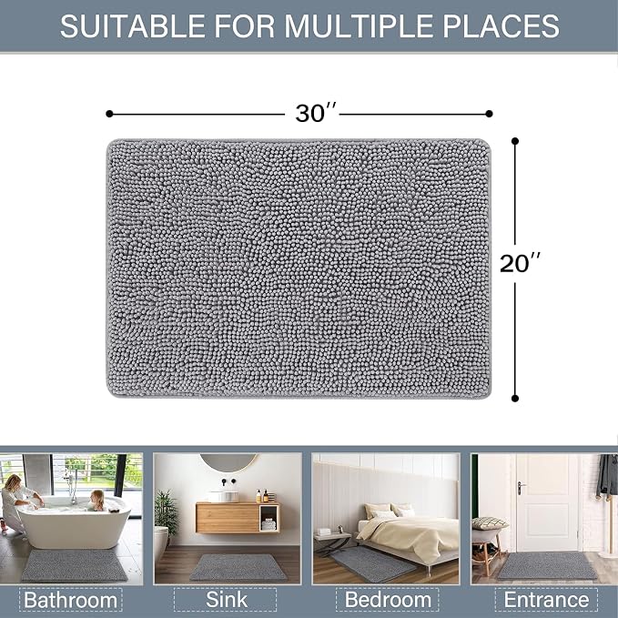 LOCHAS Luxury Bathroom Rug Shaggy Bath Mat 20 x 30 Inch, Washable Non Slip Bath - Image 2