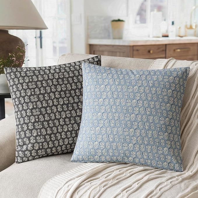 Foindtower Set of 2 Decorative Neutral Floral Print Throw Pillow Covers Vintage - Image 4