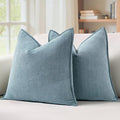 MIULEE Pack of 2 Dusty Blue Decorative Pillow Covers 26x26 Inch Soft Chenille by MIULEE