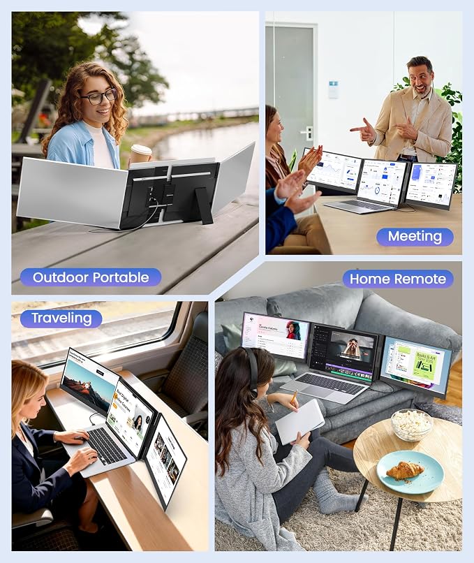 One Cable Laptop Screen Extender, 15.6” Ultra-Slim Triple Portable Monitor - Image 8