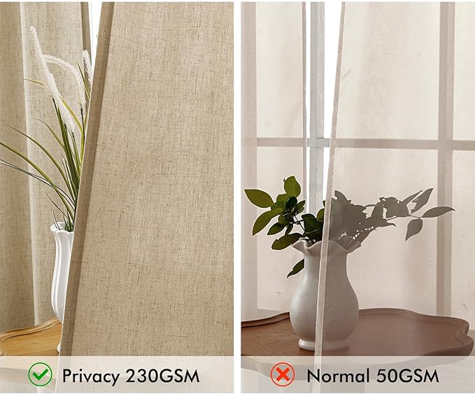 MIULEE Non-See-Through Privacy Linen Curtains 2 Panels, Light Filtering Window - Image 4