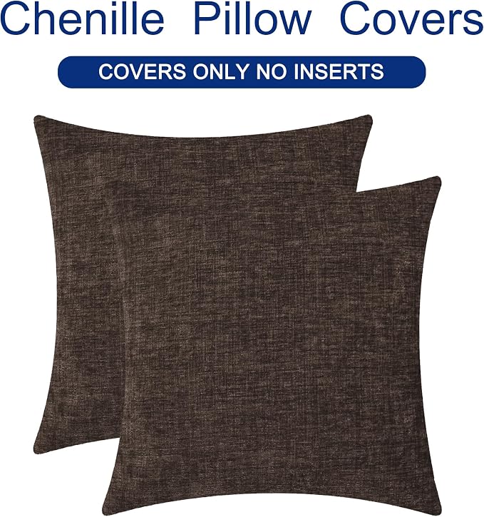 CaliTime Throw Pillow Covers Decorative 18 X 18 Inches Pack of 2 Cozy Chenille - Image 6