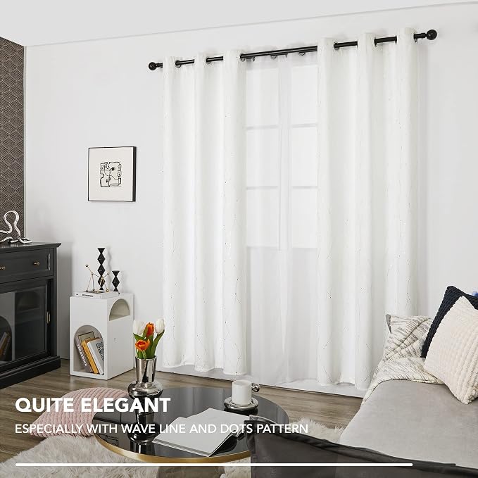 Deconovo White Curtains 63 Inches Long, Room Darkening Curtain, Thermal - Image 5