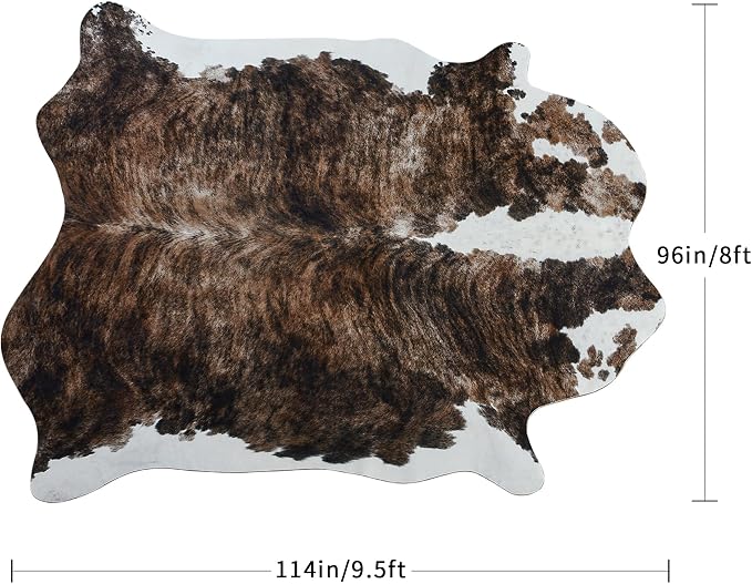Easycozy Faux Cowhide Rug Large Cow Print 8 x 10 Feet Thickened Elastic Cowhide - Image 2