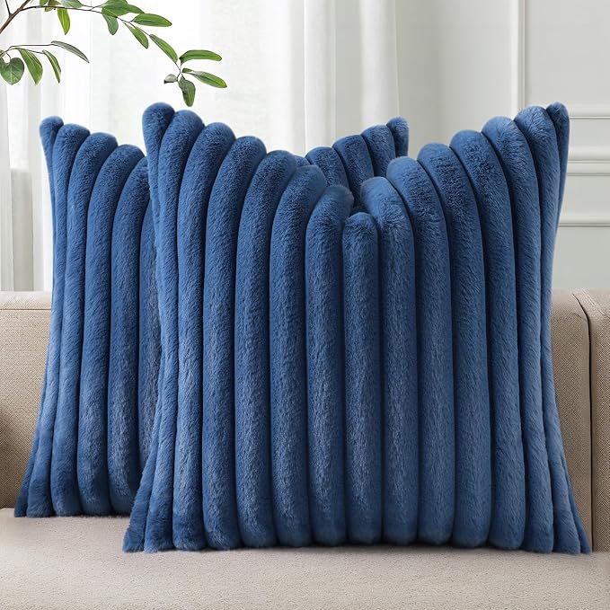 Pallene Faux Fur Plush Throw Pillow Covers 16x16 Set of 2, Luxury Soft Fluffy by PALLENE