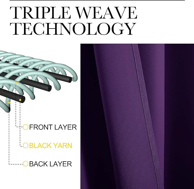 NICETOWN Purple Kitchen Blackout Curtains, Home Decoration Thermal Insulated - Image 4