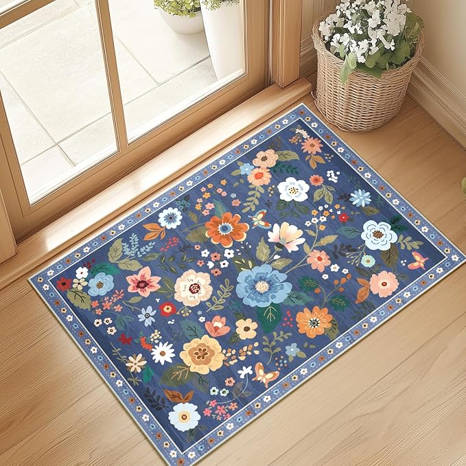 RELEANY Floral Nursery 2x3 Area Rugs Washable Print Boho Cute Carpet Non Slip - Image 9
