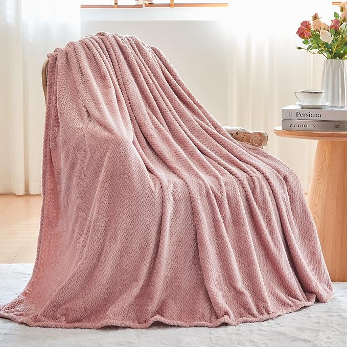 NEWCOSPLAY Super Soft King Blanket Dusty Pink Premium Silky Flannel Fleece - Image 4
