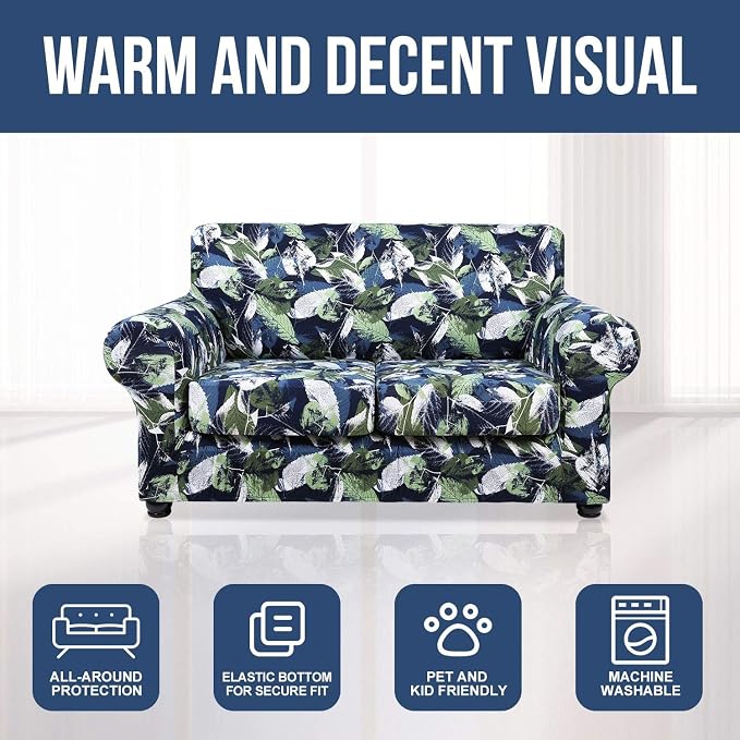 hyha Couch Cover, Loveseat Covers, Floral Pattern, 3 Pieces, Sofa Slipcovers - Image 8