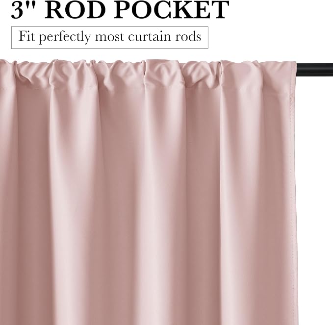 RYB HOME Bedroom Blackout Curtains 54 inches Long, 100% Blackout Thermal - Image 2