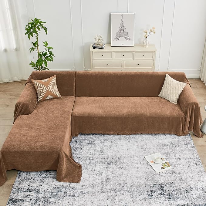CAPALOCA Sectional Couch Covers, 2 Pieces Chenille Sofa Cover L Shaped Couch - Image 8