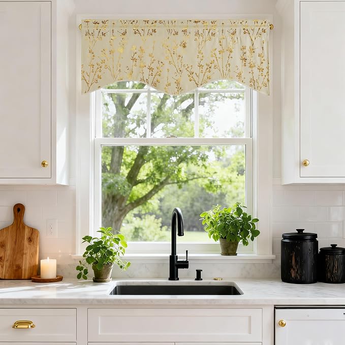 NICETOWN Blackout Light Beige Kitchen Valances Decor - Image 3