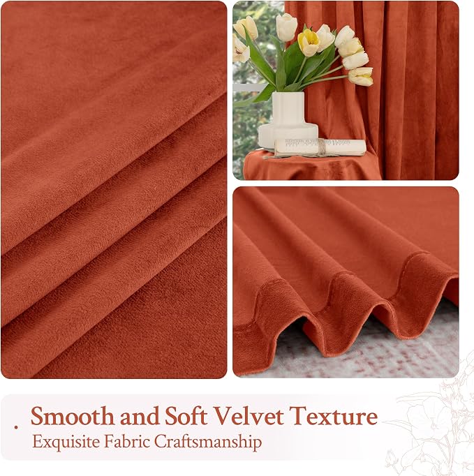 LAMIT Terracotta Velvet Curtains 80 Inch - Image 7