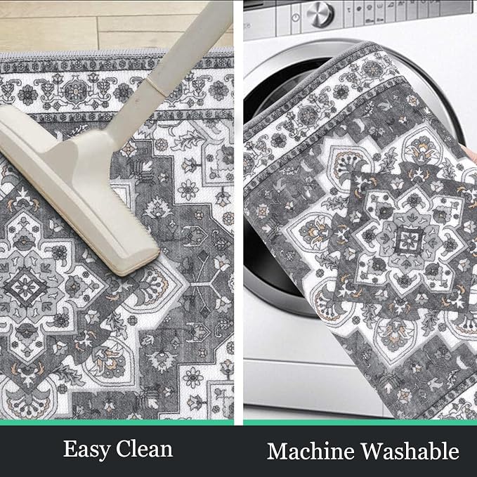 HEBE Farmhouse Kitchen Rugs Sets of 3 Non Slip Washable Boho Kitchen Rugs and - Image 4