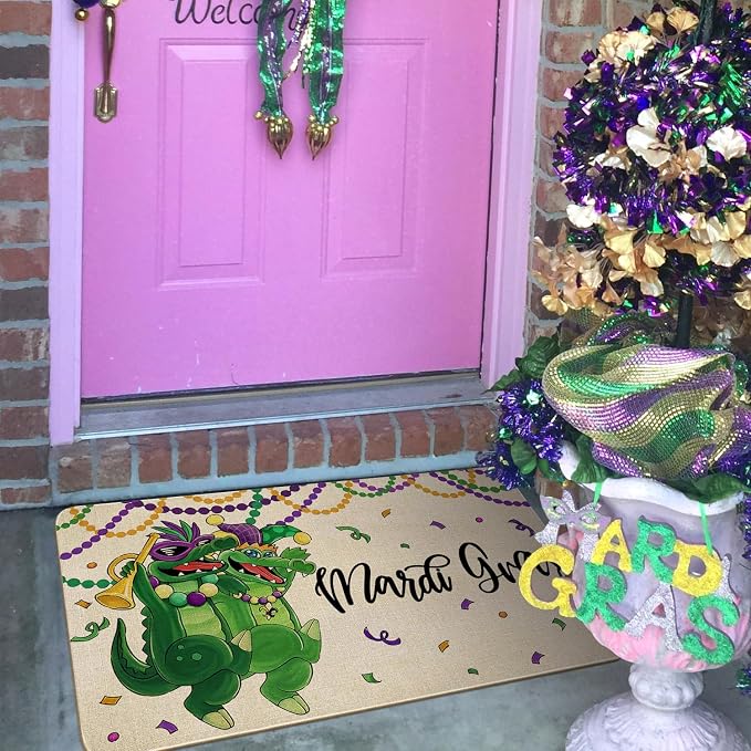 Mardi Gras Door Mat, Entryway Front Porch Welcome Mat - Image 5