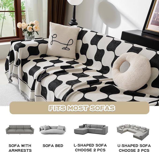 MEETSKY Couch Cover Sofa Cover Washable, Chenille Jacquard Sofa Covers - Image 3