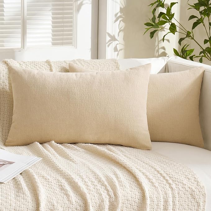 MIULEE Beige Couch Pillow Covers 12x20 Inch - Image 5