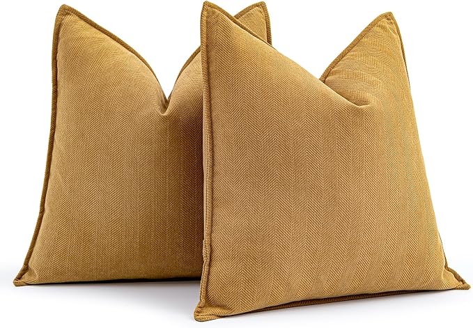 MIULEE Pack of 2 Mustard Yellow Decorative Pillow Covers 24x24 Inch Soft by MIULEE