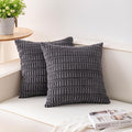 Pack of 2 Corduroy Decorative Throw Pillow Covers 24x24 InchSoft Striped Pillow by Unknown