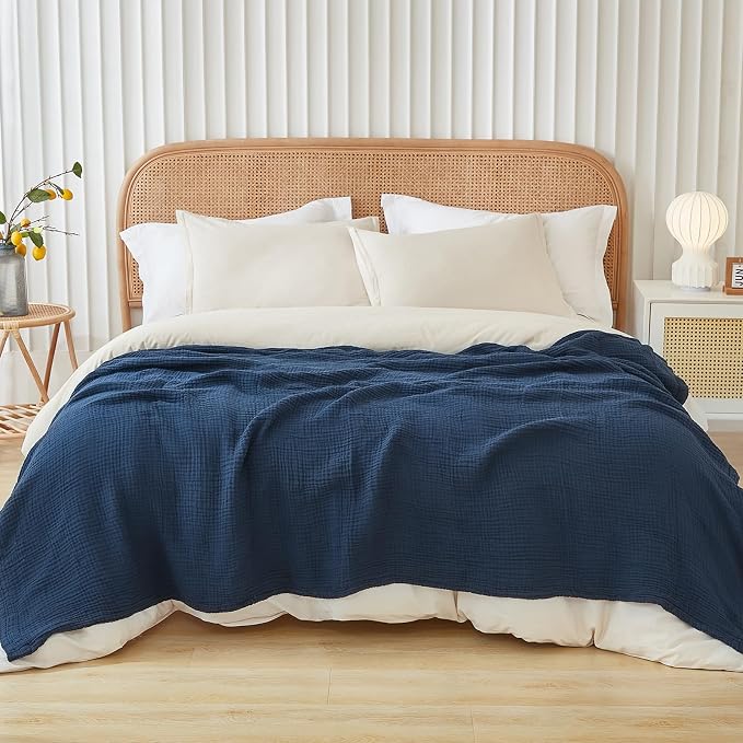 EMME Cotton Muslin King Blanket Big Oversized Bed Layering Bedspread Coverlet by EMME