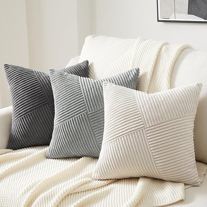 Topfinel Set of 2 LightGrey Decorative Throw Pillow Covers 12x12 Inch, Soft - Image 5