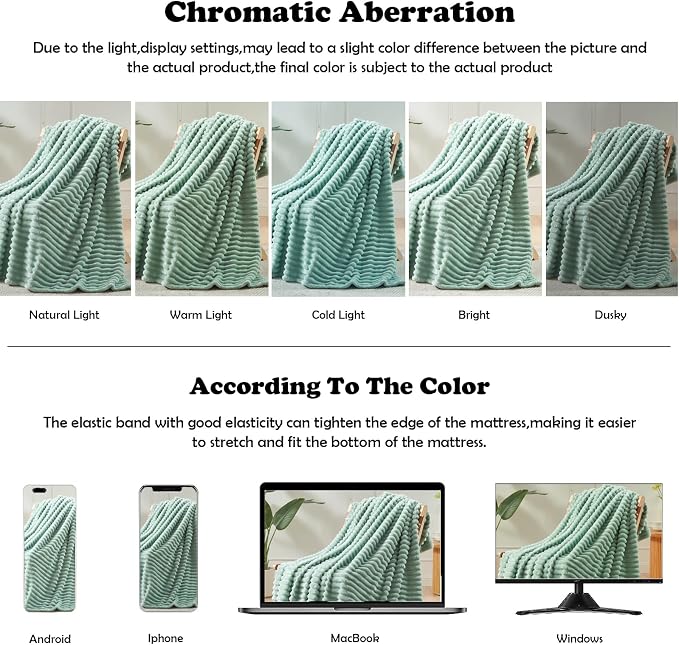 NEWCOSPLAY Super Soft Twin Blanket New Sage Green Premium Silky Flannel Fleece - Image 6