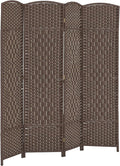 HOMCOM Room Divider, 6 Ft 4 Panel Folding Privacy Screen, Hand-Woven PP Wall by HOMCOM
