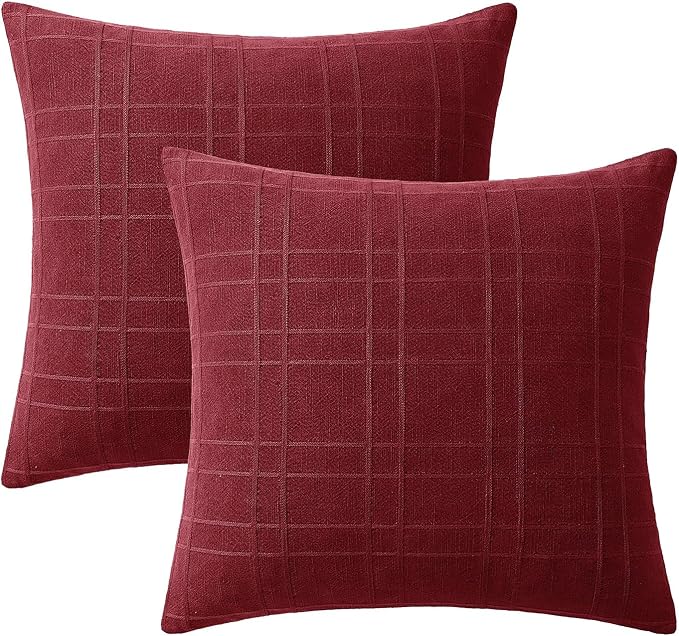 MIULEE Decorative Linen Check Euro Shams Throw Pillow Covers Neutral Farmhouse - Image 8