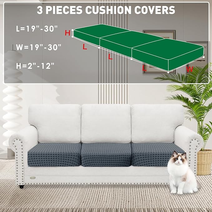 MAXIJIN Couch Cushion Covers for Sectional Sofa, Stretch Sofa Cushion Cover - Image 2