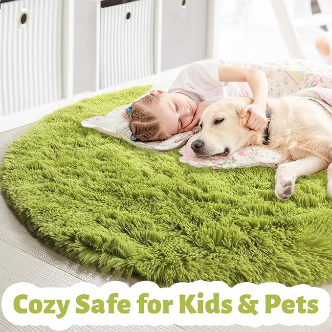 Amdrebio Grass Green Round Area Rug 7Ft - Image 4