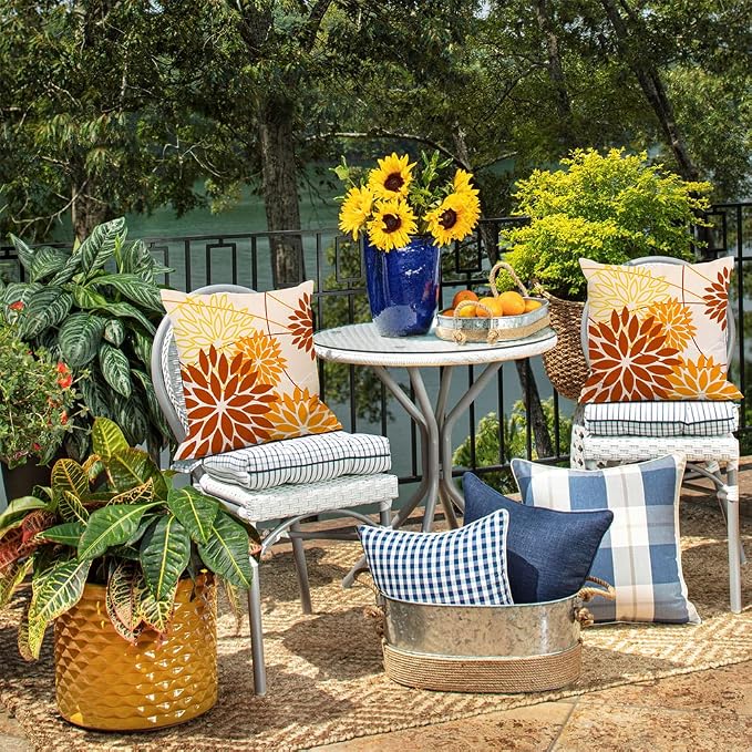 DFXSZ Brown Yellow Fall Pillow Cover 18X18 Inch Set of 2 Outdoor Waterproof - Image 5