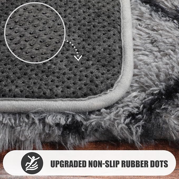 ONASAR 7x9 Area Rugs for Living Room Bedroom, Large Fluffy Grey and Black Throw - Image 7