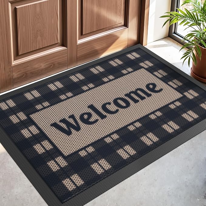 DEXI Front Door Mat Outside Entrance, 17x30 Welcome Entryway Doormat Dirt by DEXI